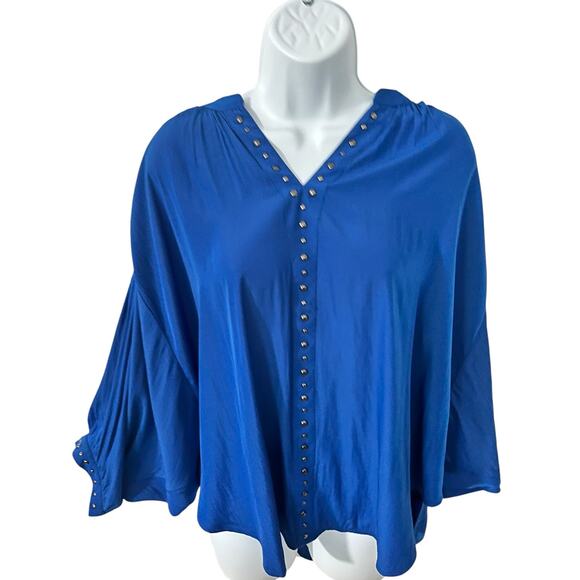 Chico's Tops - Chicos Blue Embellished 3/4 Sleeve Blouse – Size 10 (NWT)